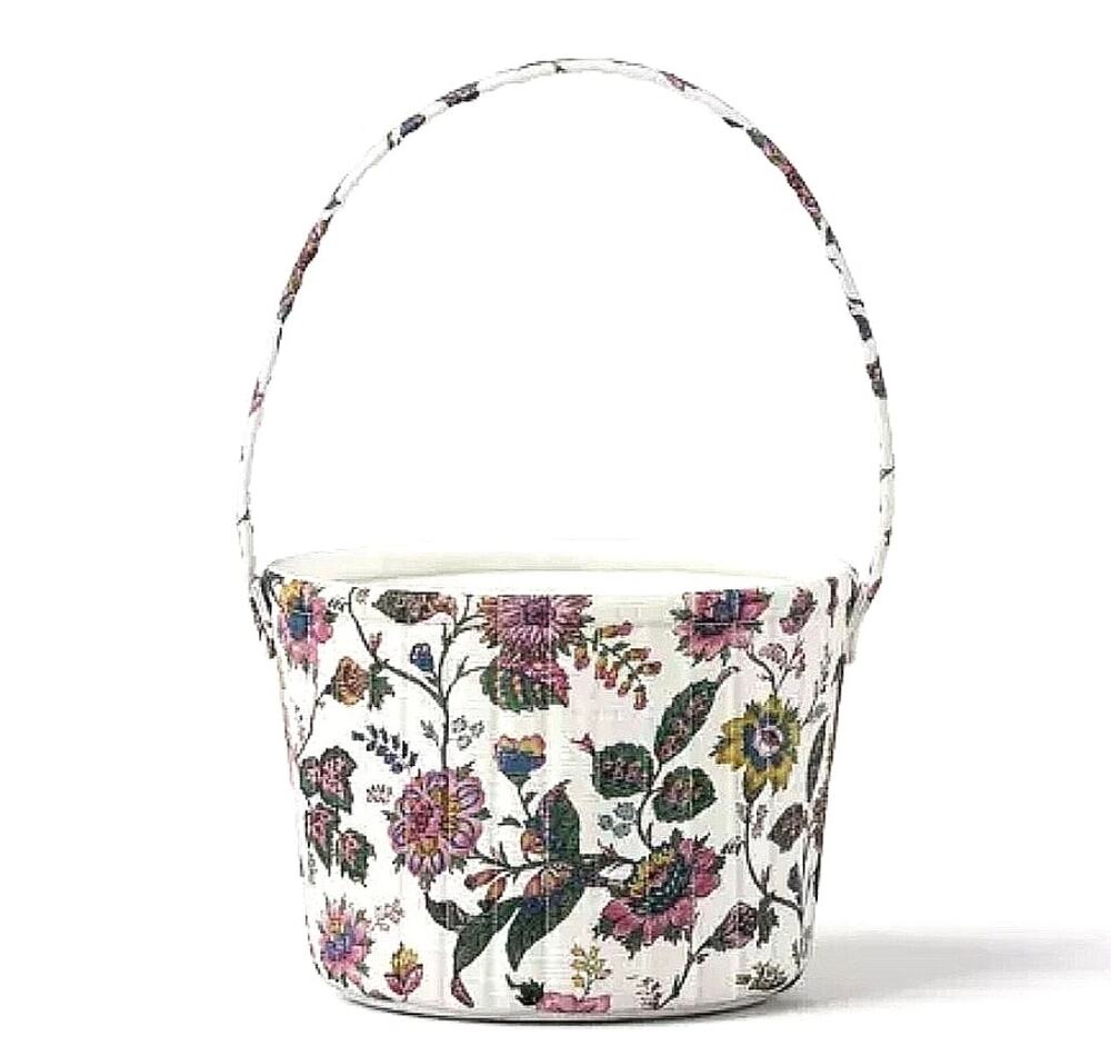 Threshold Linen Quilted Storage Basket Multi Colored Floral Printing Easter s36